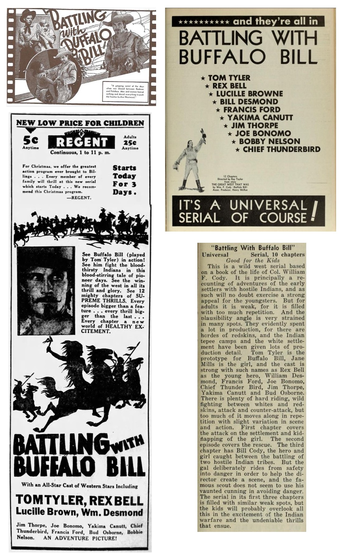 Battling with Buffalo Bill cinema ads film reviews