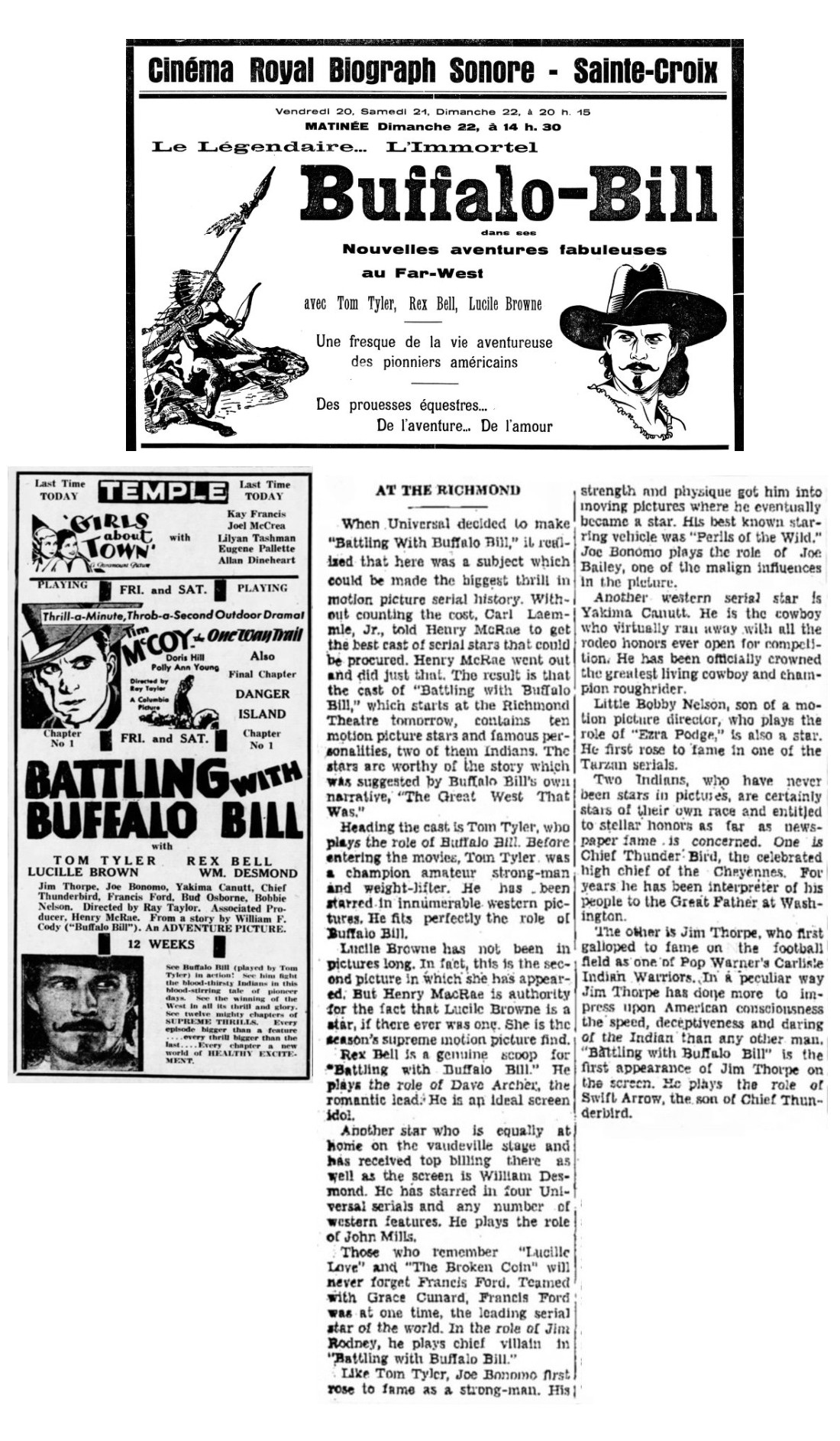 Battling with Buffalo Bill cinema ads film reviews