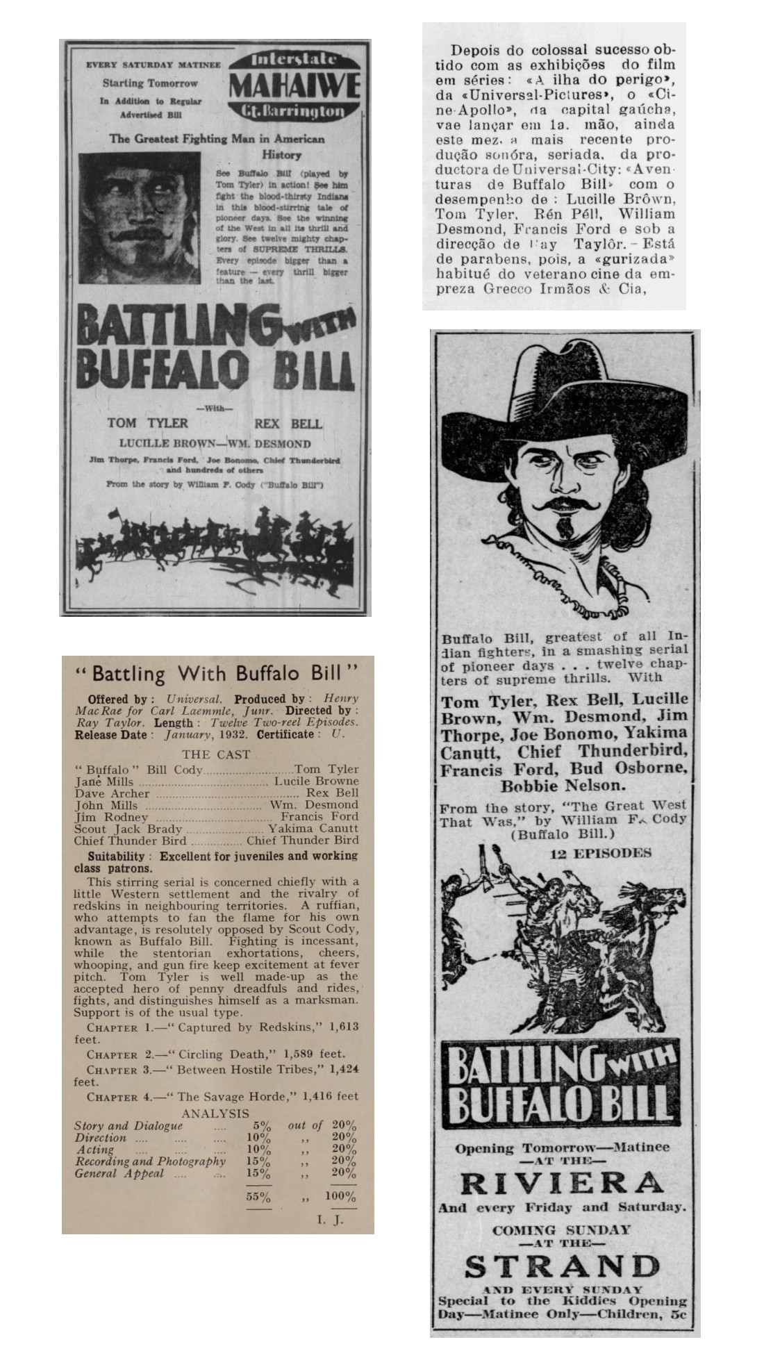 Battling with Buffalo Bill cinema ads film reviews