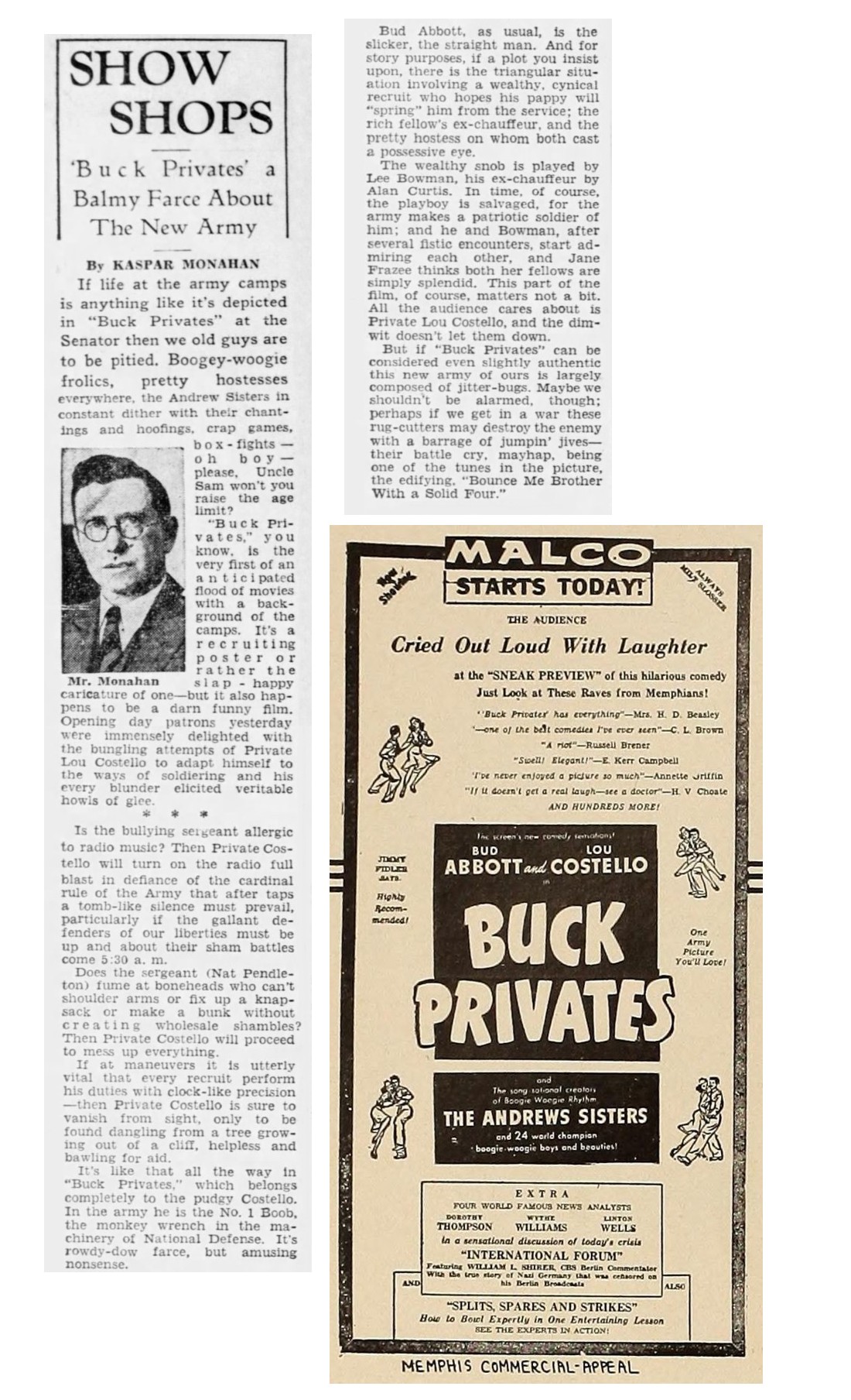 Buck Privates film review cinema ad