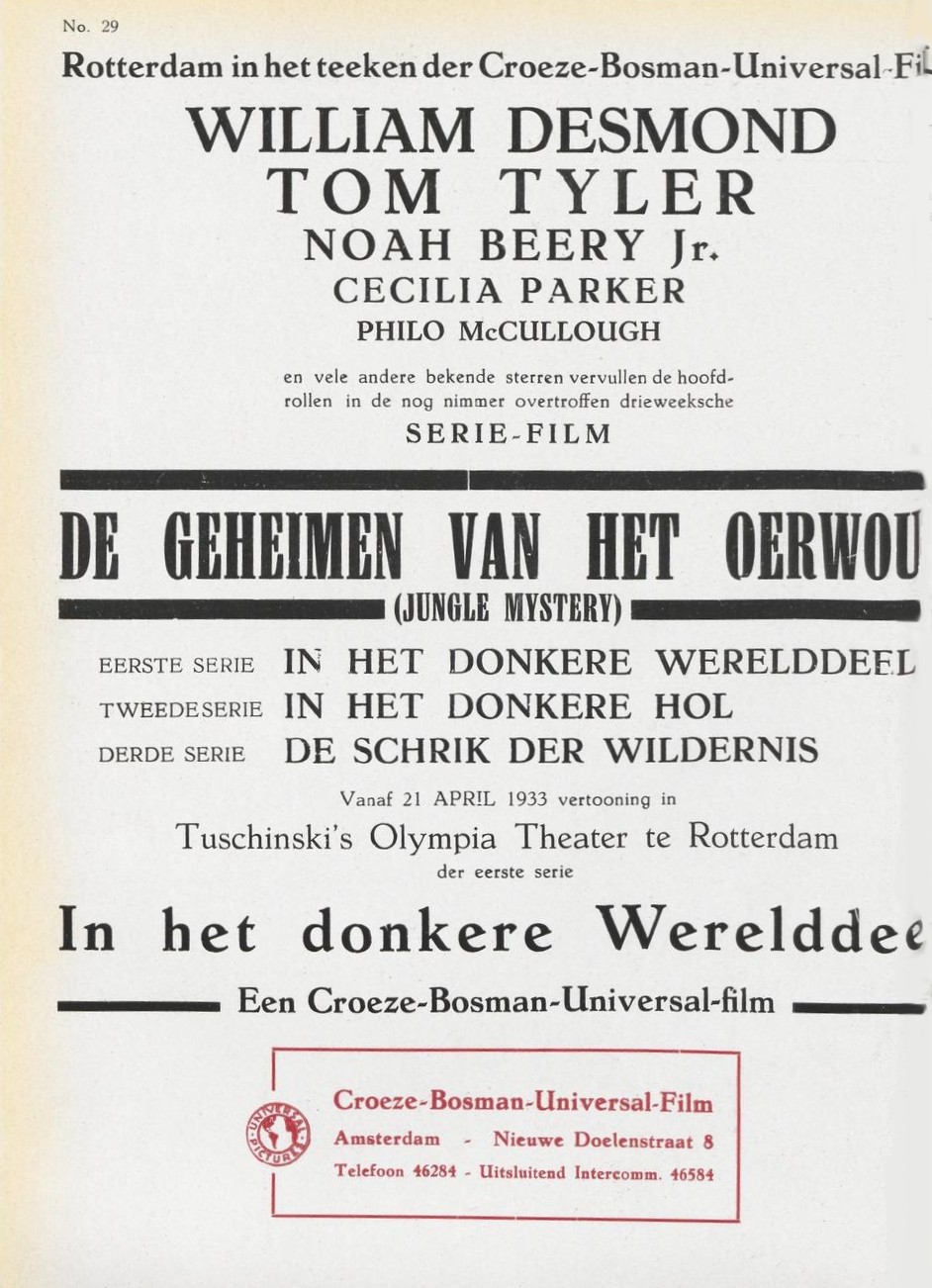 Jungle Mystery NieuwWeekblad Voor de Cinematografie Jungle Mystery NieuwWeekblad Voor de Cinematografie