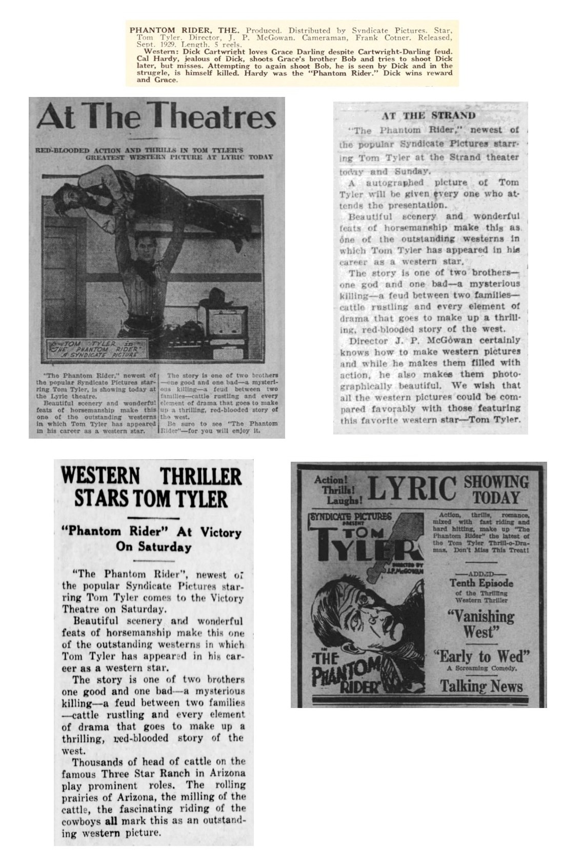 The Phantom Rider Republican and Herald Pottsville PA Jan 25 1930 cinema ads