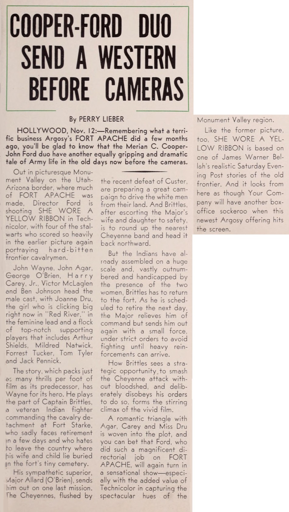 She Wore a Yellow Ribbon review