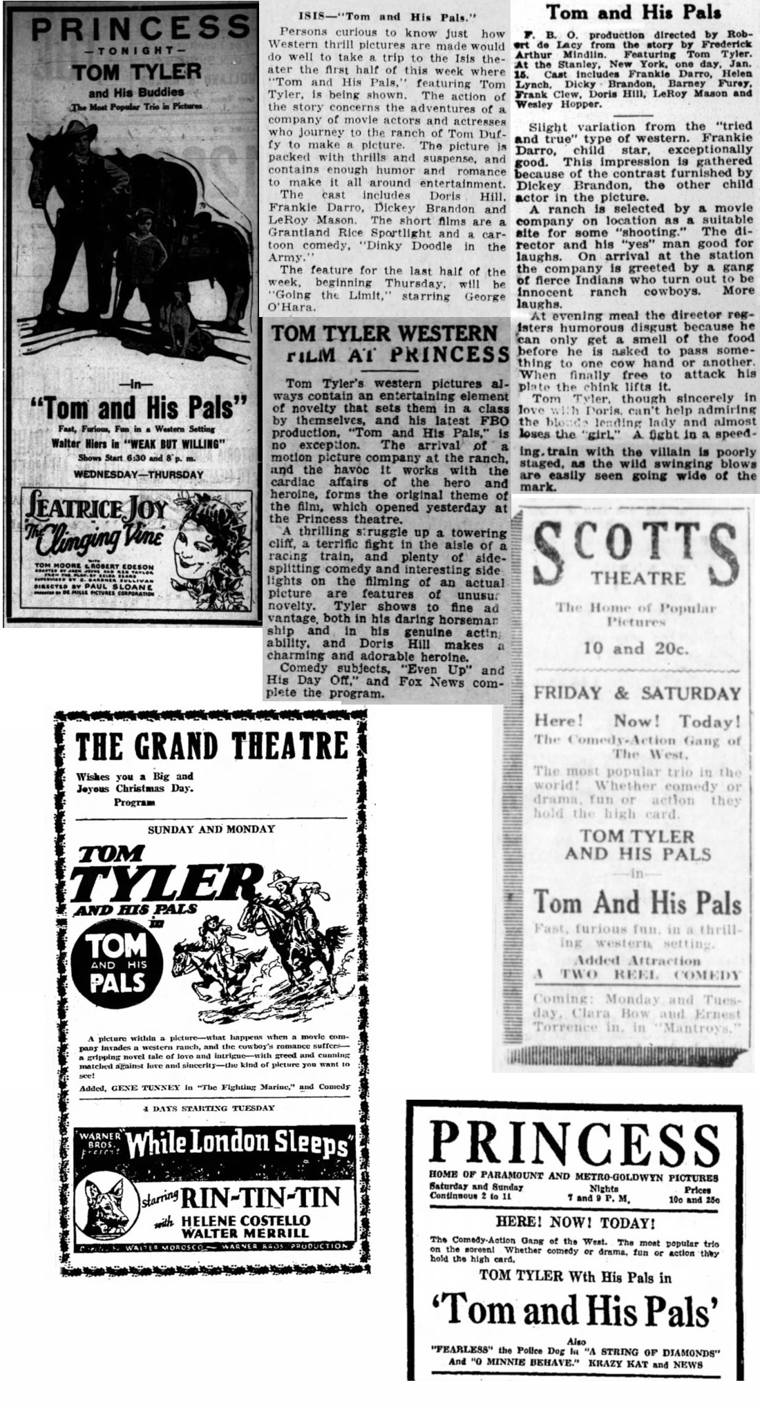 Tom and His Pals film reviews cinema ads synopses