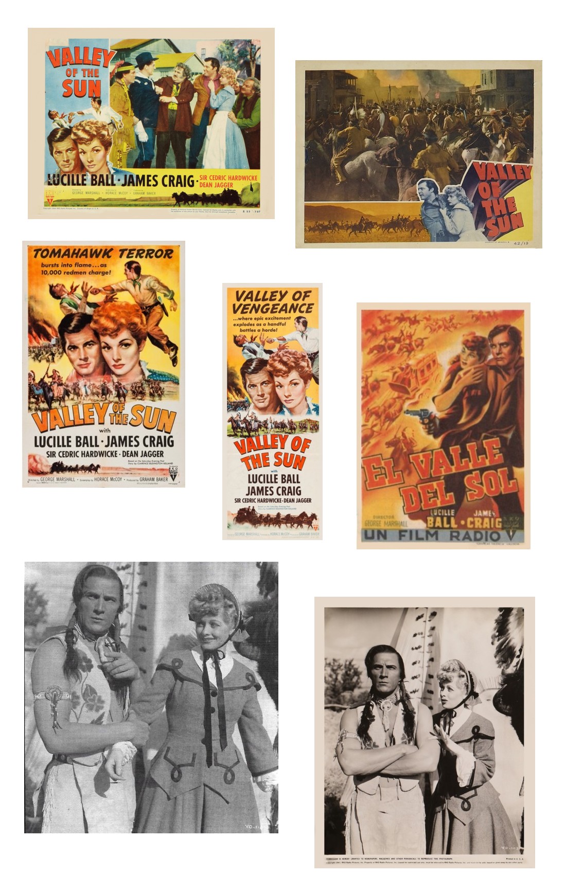 Valley of the Sun lobby cards one sheet USA and Spain insert film stills