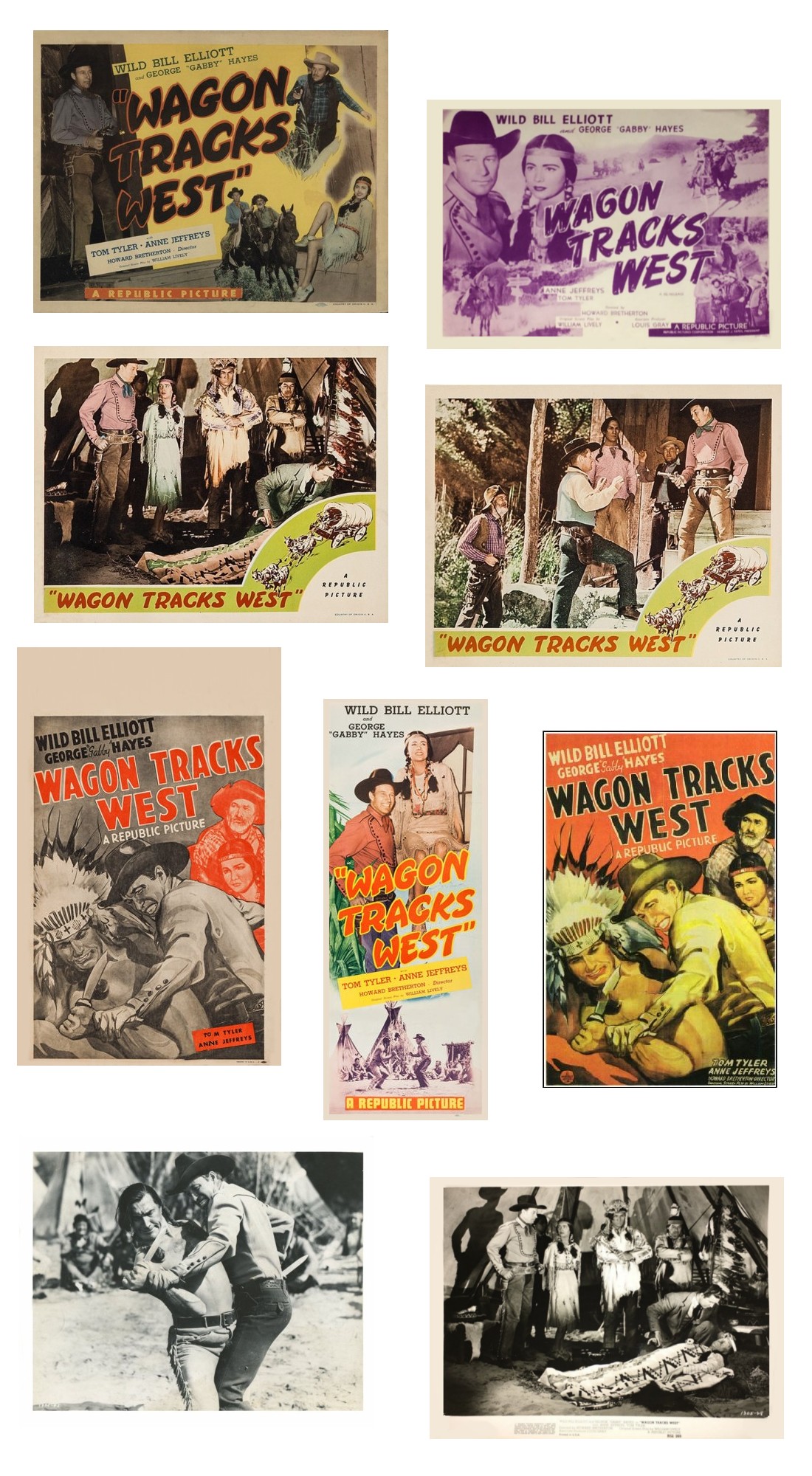 Wagon Tracks West insert one sheet window card lobby cards film stills