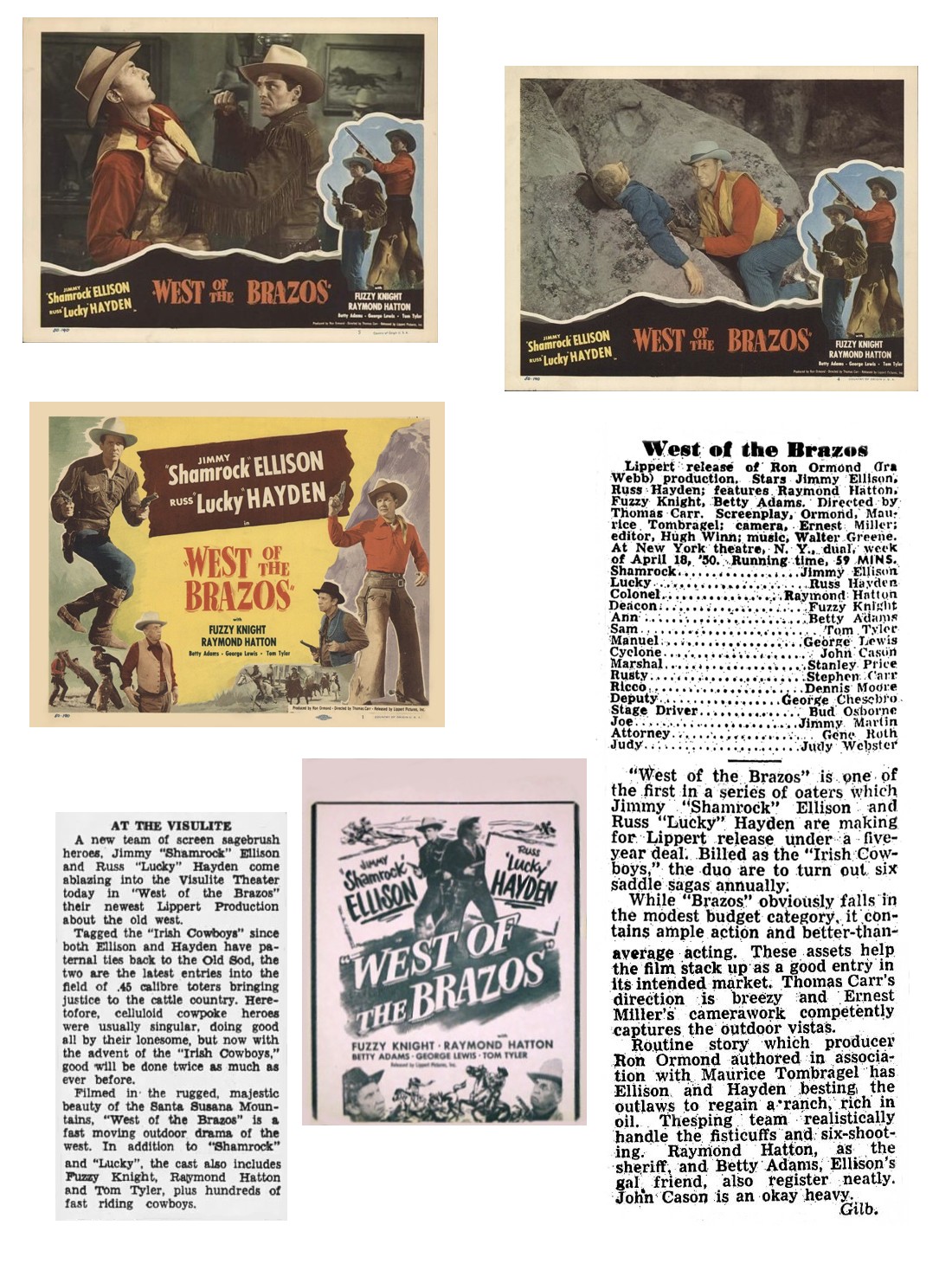 West of the Brazos lobby cards film reviews movie herald West of the Brazos lobby cards film reviews movie herald